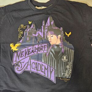H & M Wednesday Nevermore Academy crop girls shirt 12-14